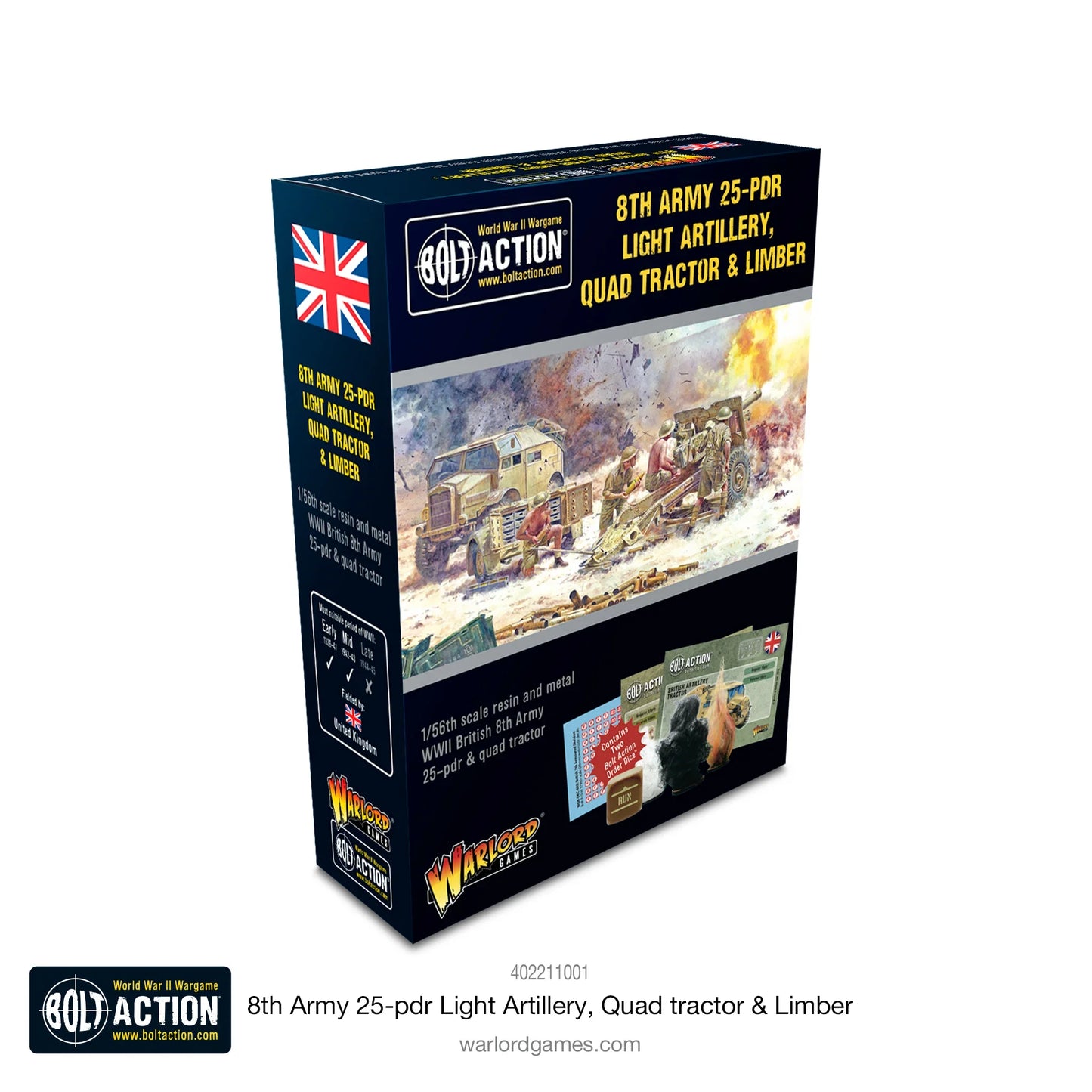 Bolt Action - 8th Army 25 Pounder Light Artillery, Quad & Limber