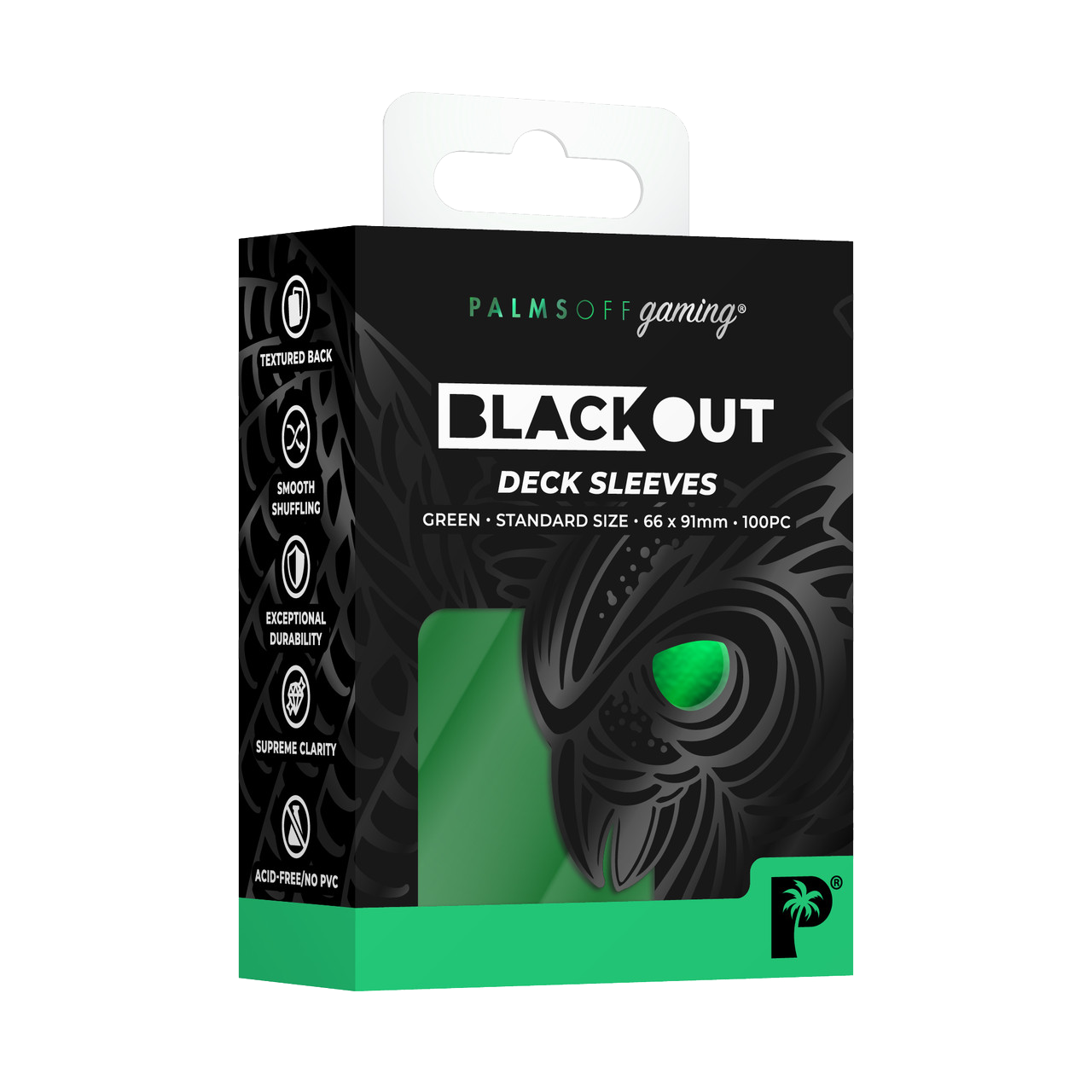 Palms Off Gaming Blackout Deck Sleeves - Standard Size - Green - 100pc