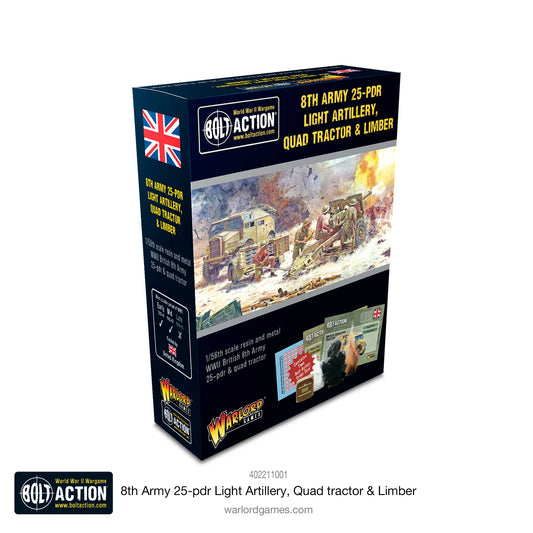 Bolt Action - 8th Army 25 Pounder Light Artillery, Quad & Limber